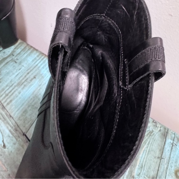 KATE SPADE Baise Pull-On Black Calf Leather Boot 4" Stacked Heel Size 8.5 - Picture 11 of 16